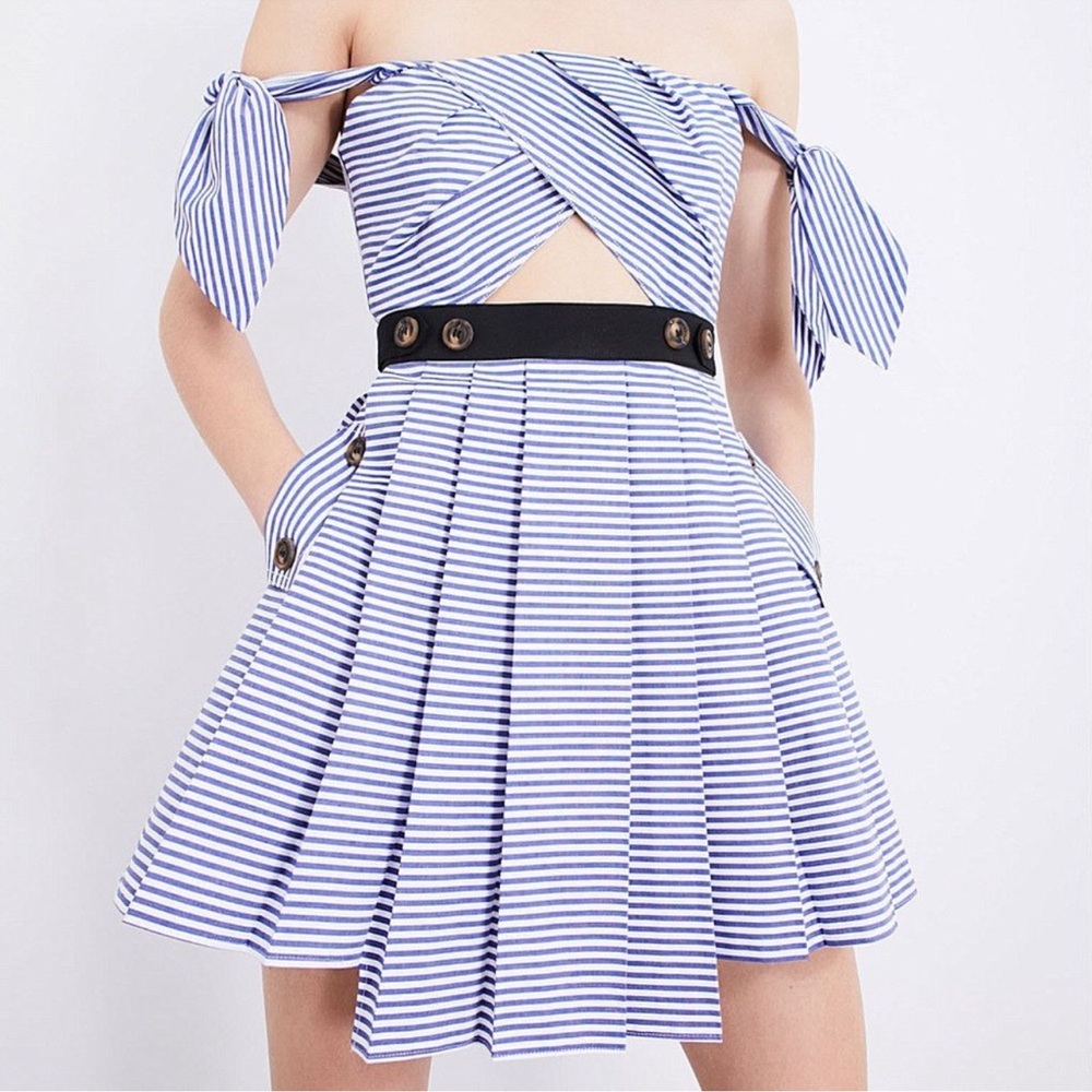 Self-Portrait Blue and White Striped Mini Dress - Picture 10 of 10